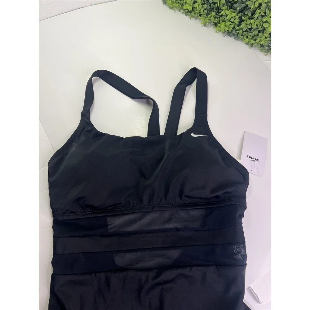 Nike Women's Standard Mesh Solid Edge V-Back One Piece Swimsuit Swimwear  Sz M - Picture 10 of 13